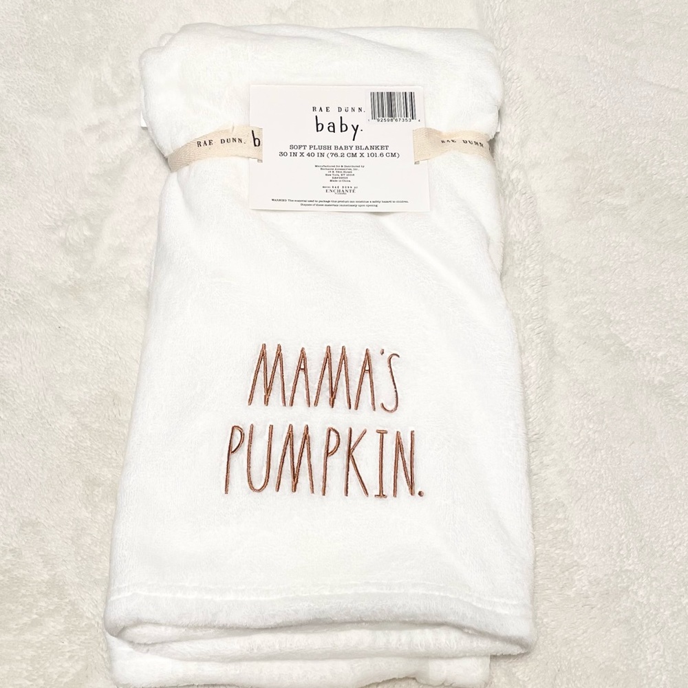 NWT Rae Dunn Baby Plush MAMA’S PUMPKIN Blanket - Picture 3 of 4